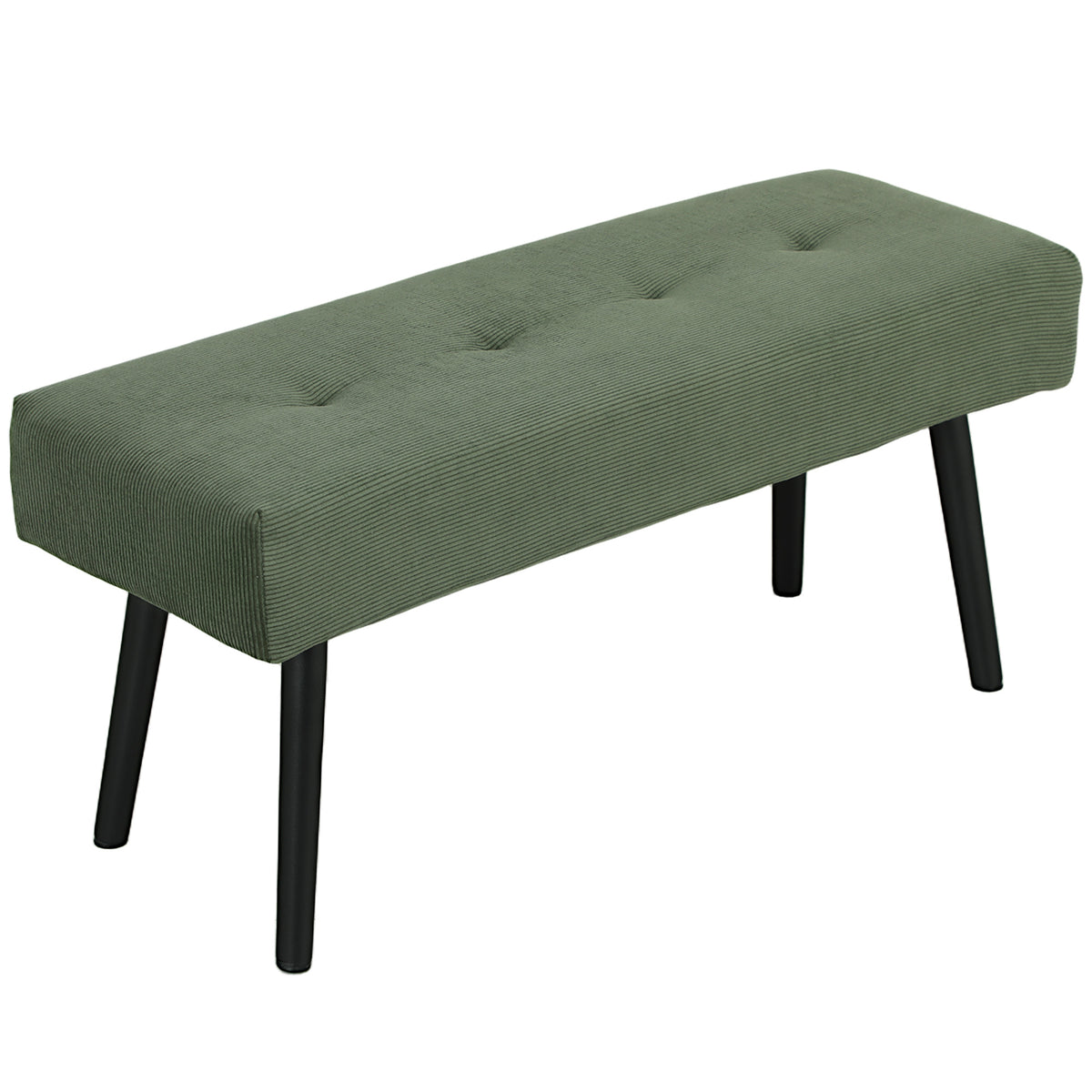 Sitzbank Polsterbank mit Cordbezug, Bettbank mit Metallbeine, Schuhbank 100 x 36 x 45 cm Gr¨¹n