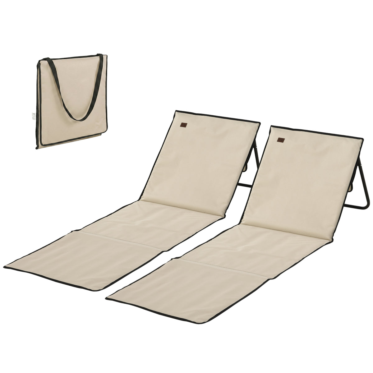 Strandliege, klappbar, verstellbare R¨¹cklehne, Tragegurt, weiche Polsterung, Stahlrahmen, Beige, 142x51x40cm