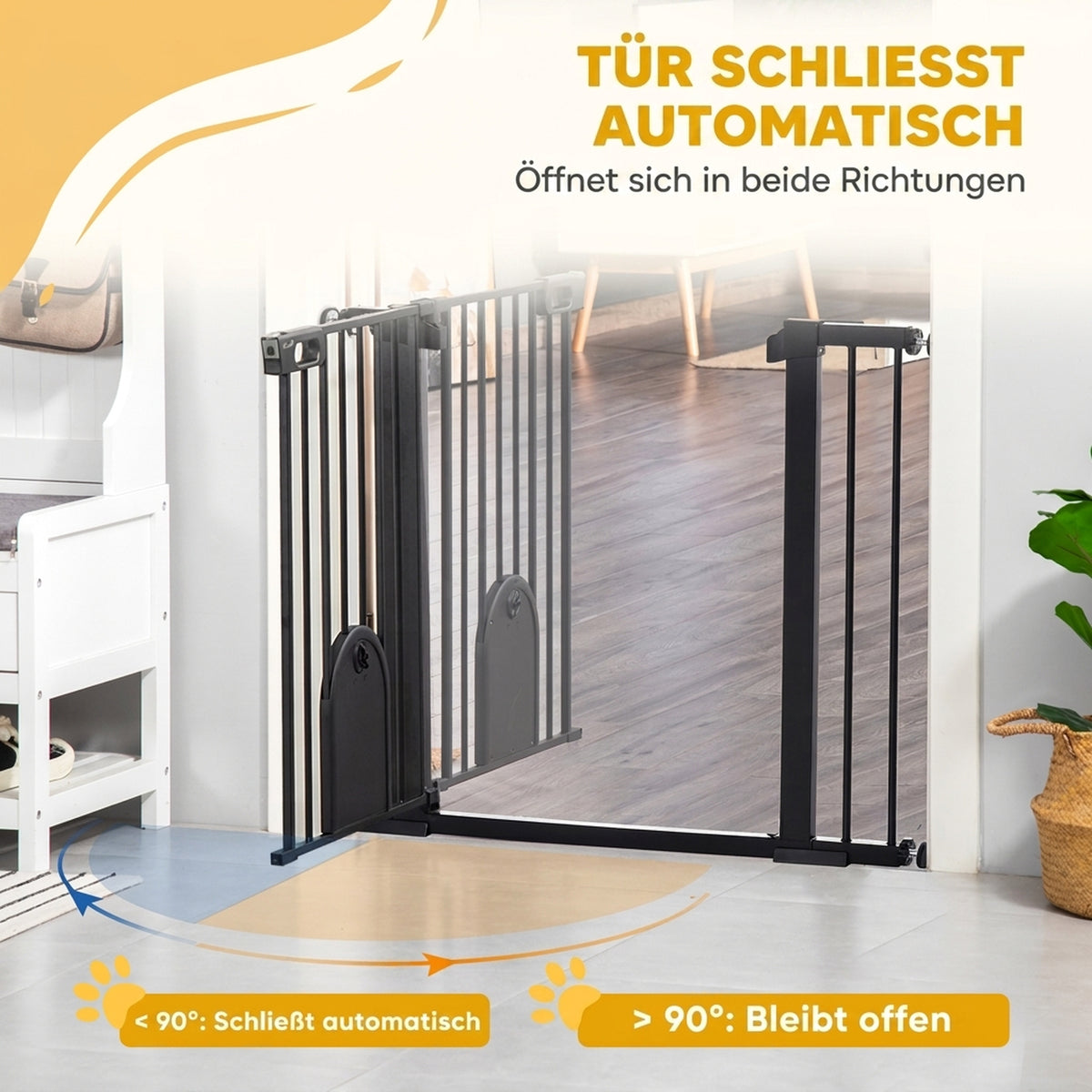 Türschutzgitter Treppenschutzgitter Hunde Absperrgitter Schutzgitter für Haustier Stahl