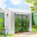 Walk-in Greenhouse, Outdoor Tomato Greenhouse with Roll-up Door and Mesh Windows, PE Cover, 200 x 140 x 200cm, White
