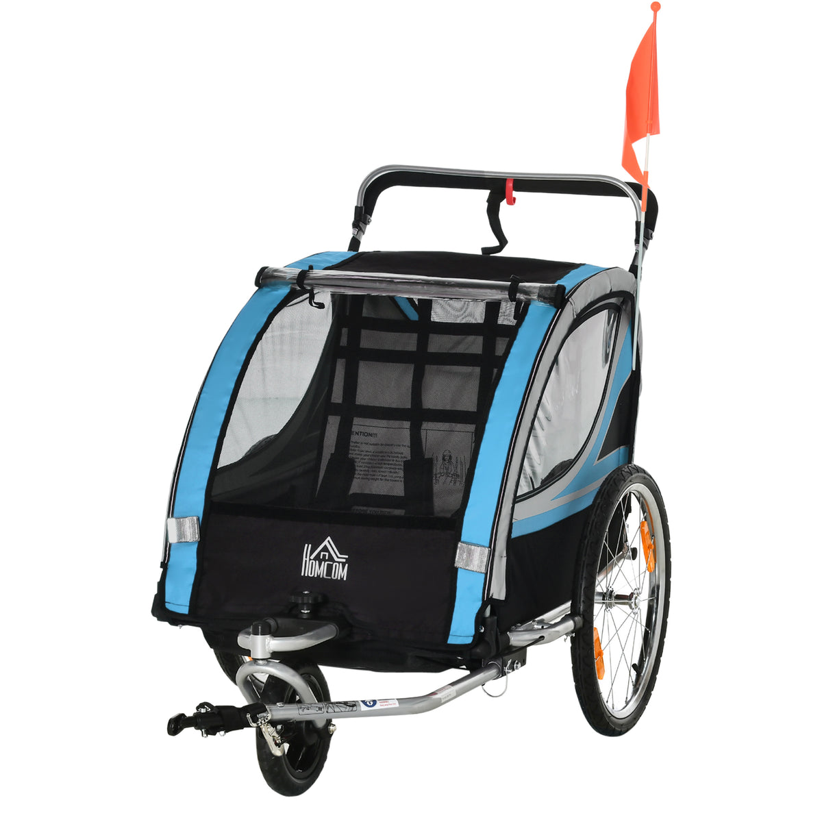 Kinderanhänger, Kinderwagen, 5-Punkt-Sicherheitsgurt, Universalkupplung, Stahl, Blau, 142 x 75 x 101 cm