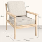 Polsterstuhl mit Armlehnen, solidem Holzrahmen und abnehmbaren Kissen, für Wohnzimmer, Schlafzimmer, Beige