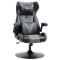Gaming-Stuhl, h?henverstellbar & drehbar, Kunstleder-Bezug, klappbare Armlehnen, Schwarz+Grau