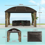 Gartenpavillon, Partyzelt, Festzelt, 4 x Doppel-Seitenteile, wasserdicht, 2 Laternenhaken, ca. 4 x 3 x 2,8 m, Braun