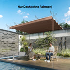 Retractable Pergola Cover, 2.55 x 2.5 m Replacement Canopy Fabric for 3 x 3 m Frame, Roof Top Only, Brown