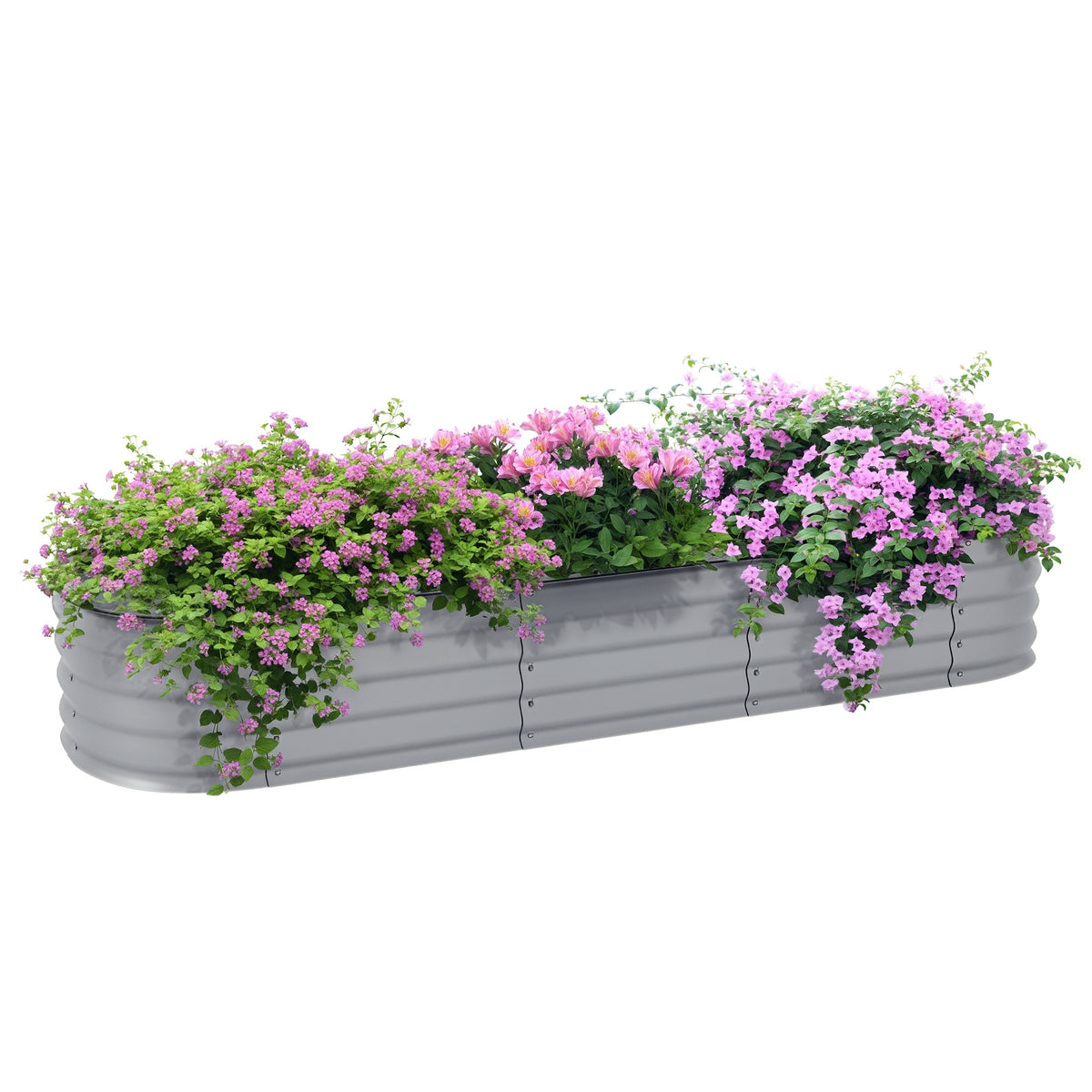 Hochbeet Pflanzenbeet, modulares Hochbett, gesch¨¹tzte Kanten, Design ohne Boden, 195 x 62 x 30 cm, Silber