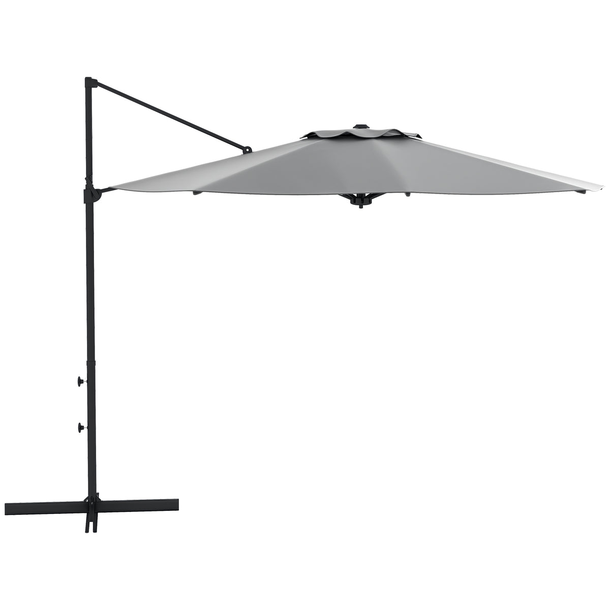 ?3 m Ampelschirm, neigbar, drehbar, Handkurbel, Windhaube, Metallmast, Dunkelgrau