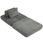 2-in-1 Boneless Cloud Schlafsessel, Klappbares Chenille-Bodensessel mit Dickem Stützkissen, Grau