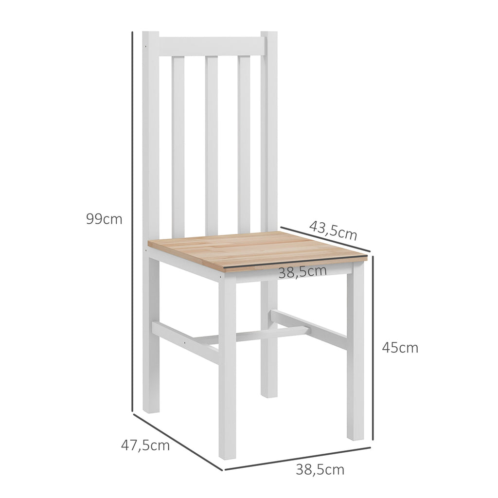 4er-Set Küchenstühle Esszimmerstühle Stühle, Massivholz, modernes Design, 38, 5 cm x 47,5 cm x 99 cm, Natur