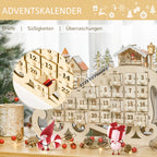 Adventskalender zum Befüllen mit 24 Schubladen LED-Lichtern Schlitten-Form, DIY Weihnachtskalender Weihnachts-Countdown-Kalender Geschenk für Kinder Erwachsene