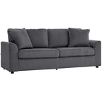 3-Sitzer-Sofa mit Zierkissen, Cordsofa f¨¹r Wohnzimmer, Schlafzimmer, 212 cm breit, Dunkelgrau