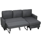 Ecksofa mit Schlaffunktion und Bettkasten L-Form Schlafsofa mit Verwandelbarer Chaiselongue, für Wohnung und Wohnzimmer