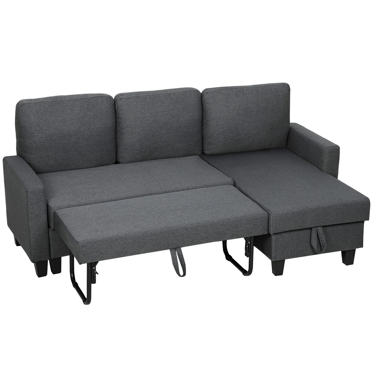 Ecksofa mit Schlaffunktion und Bettkasten L-Form Schlafsofa mit Verwandelbarer Chaiselongue, für Wohnung und Wohnzimmer