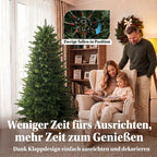 Künstlicher Weihnachtsbaum 180 cm, Fraser-Tanne mit Holzständer, 988 realistische Zweigspitzen für Zuhause und Büro, Grün