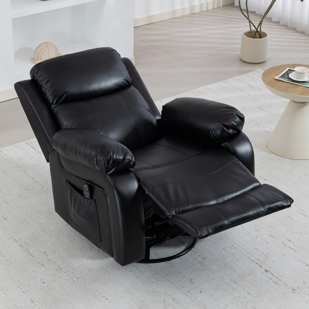Massagesessel mit 8 Vibrationsköpfen, Relaxsessel, verstellbare Rückenlehne + Fußstütze, Schwarz