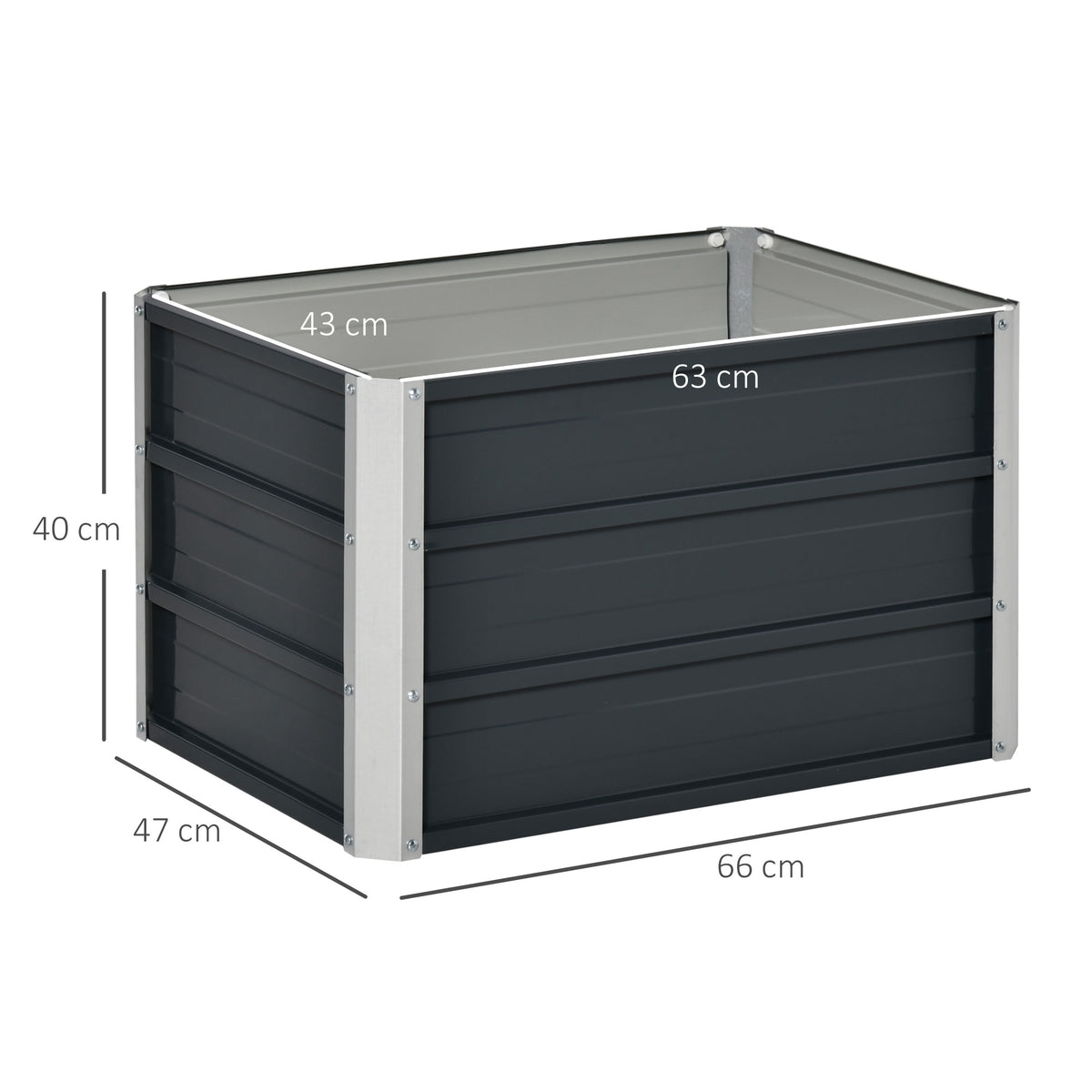 108L Raised Garden Bed, Galvanized Steel Elevated Planter Box w/ Installation Gloves for Backyard, Patio to Grow Vegetables, Herbs, and Flowers, 66 x 47 x 40cm, Grey