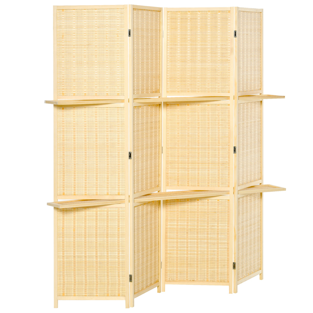 Raumteiler, Raumtrenner aus Bambus, 2 Regale, faltbar, Fu?pads, Natur