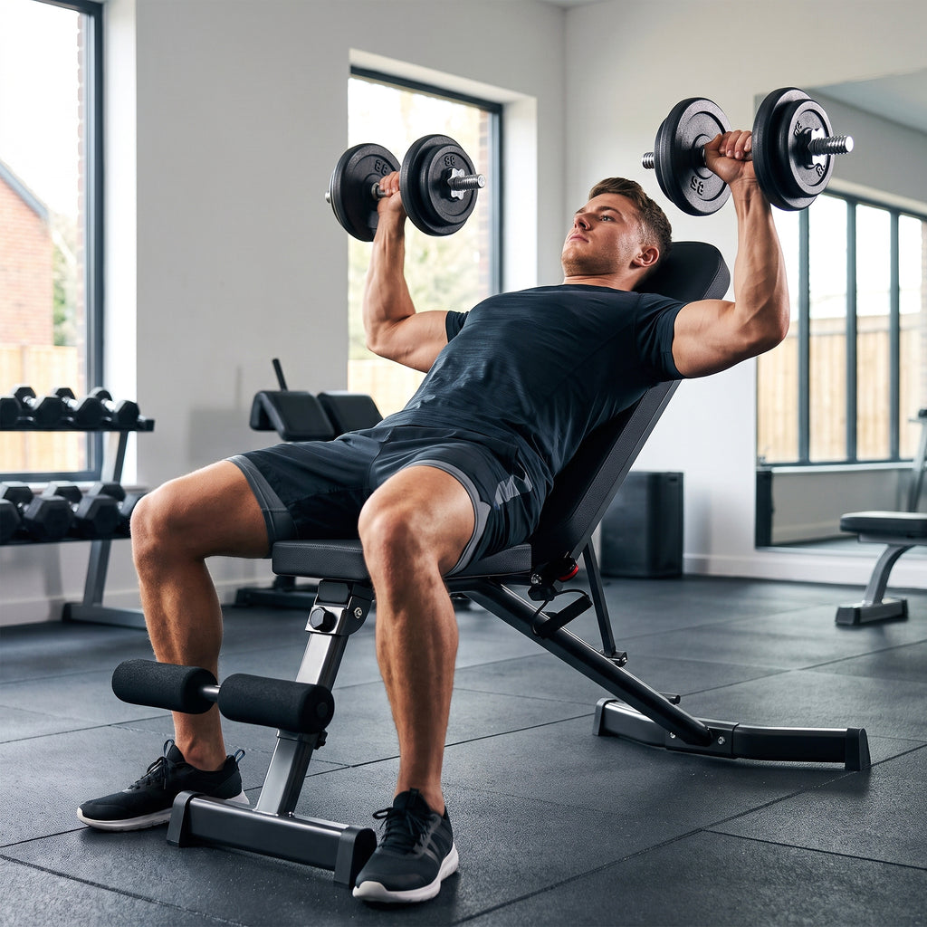 Hantelbank klappbar Trainingsbank mit Beinstrecker 3-Fach Rückenlehne, 3 Widerstandsstufe 300 kg Last