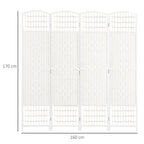 4 Panel Folding Room Divider, Privacy Screen, Paravent Partition Separator for Living Room, Bedroom, White