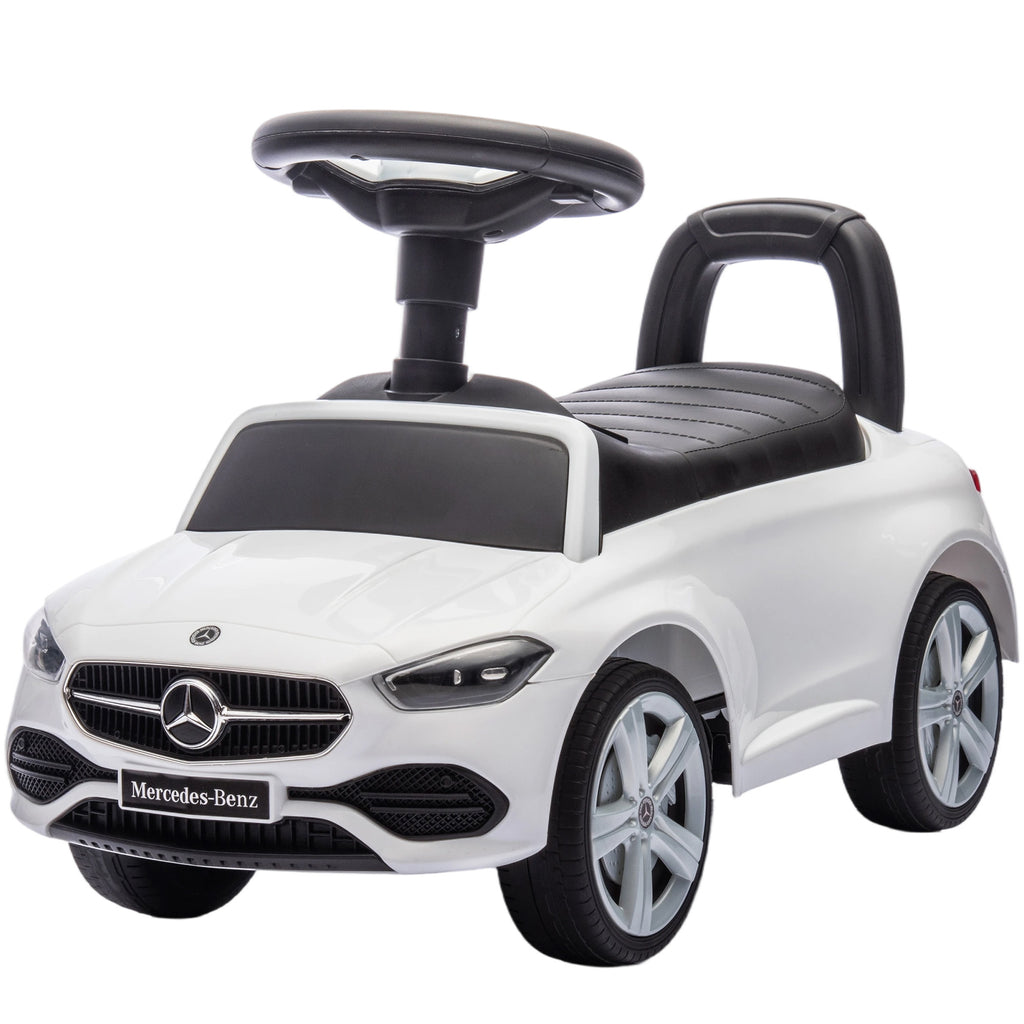 Official Mercedes-Benz Ride On Car, Foot to Floor Sliding Walker with Horn, Engine Sounds and Under-Seat Storage, White