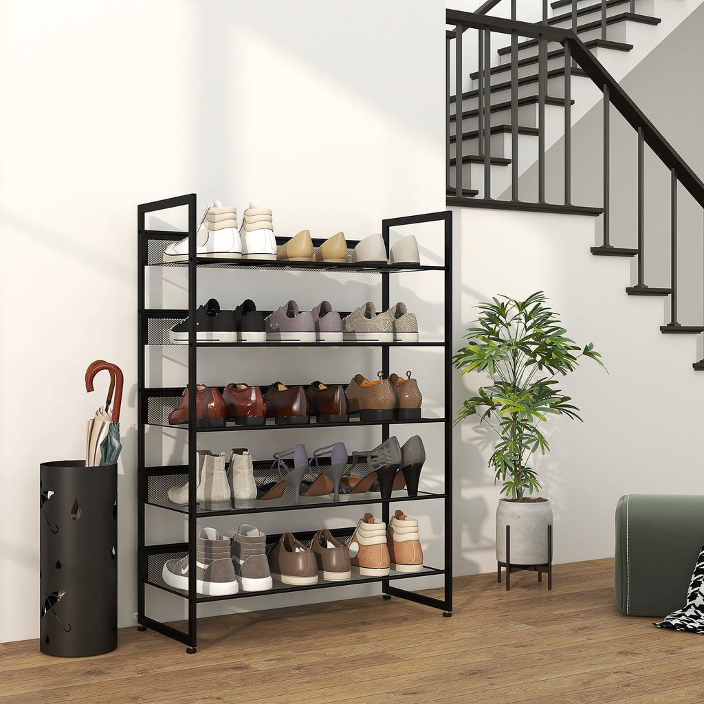 Schuhregal Schuhablage Schuhst?nder, 5 Regale, 72 cm x 30 cm x 102 cm, Schwarz