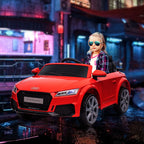 Kinder Elektroauto 12V Kinderauto mit 2,4 G Fernbedienung, 2 Motor, Kinderfahrzeug mit Hupe, LED, Musik, USB/MP3-Anschluss, Rückwärtsfunktion, Elektrofahrzeug für Kinder 3-5 Jahre, Rot