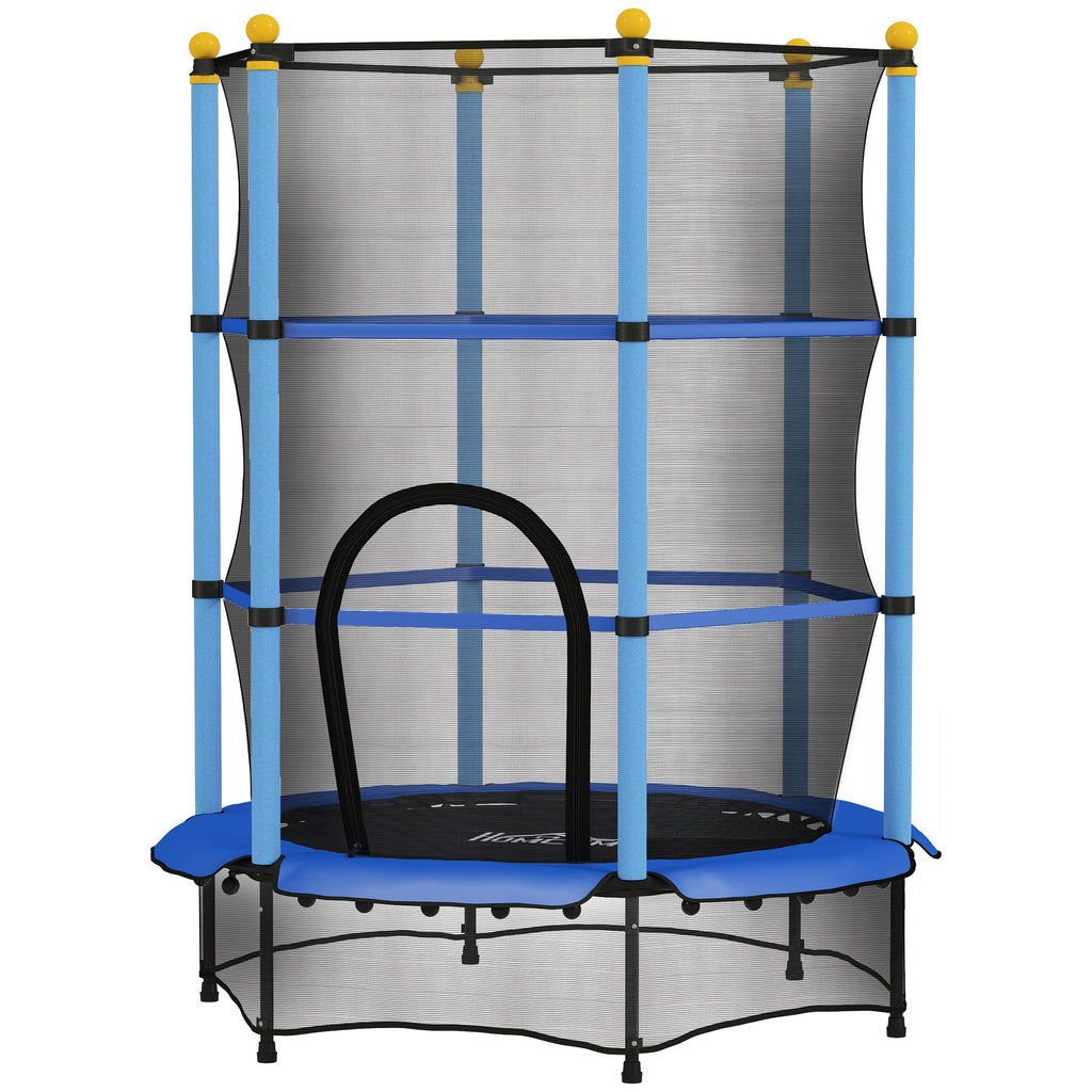 4.6FT/55" Kids Trampoline with Enclosure Net, Outdoor Indoor Use, for Ages 3-10 Years, Blue