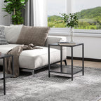 Tempered Glass Side Table with Storage, Modern 2-Tier Bedside Table with Steel Frame, Black