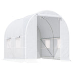  2.5 x 2 x 2 m Polytunnel Greenhouse, Walk-in Green House for Garden with Mesh Windows, Galvanised Steel Frame, White
