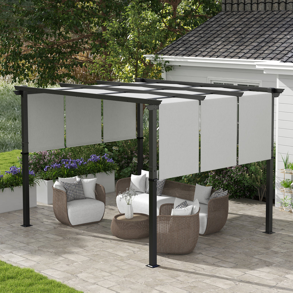 Markise Sonnenschutz. Pergola, wetterbeständig, inkl. Befestigungsmaterial, 3 x 3,5 m, Dunkelgrau