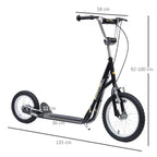 Roller Kinderroller mit Luftreifen Handbremse, 16 Zoll Tretroller Höhenverstellbar Kickscooter für Jungen und Mädchen ab 5 Jahre Kickboard Cityroller Kinder Scooter Schwarz