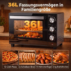 36 L Miniofen mit Umluft, 90–230 °C Temperaturregelung, 1500 W