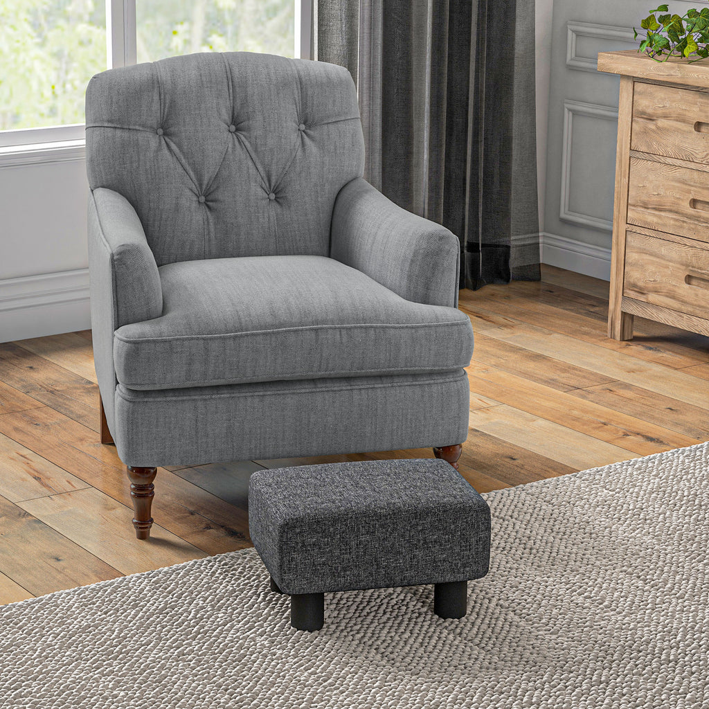 Fu?hocker, Sitzhocker mit leinenartigem Stoffbezug, Schaumstoff-F¨¹llung, Kunststoffbeine, f¨¹r verschiedene R?ume, Grau