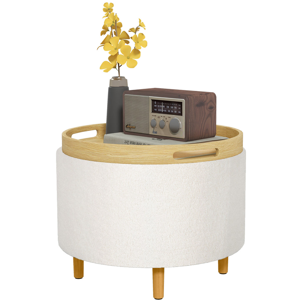 Hocker Polsterhocker, Teddyfleece, versteckter Stauraum, umkehrbarer Deckel, 56 cm x 56 cm x 42 cm, Wei?