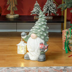 Weihnachtszwerg mit Laterne, LED, batteriebetrieben, wetterfest, 28x21x42 cm