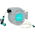Gartenschlauchhalter, 25+2 Meter Gartenschlauch in robustem Geh?use, Wandhalterung, 7 Spr¨¹hmuster, 180¡ã drehbar, Grau