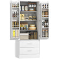 159 cm K¨¹chenschrank, verstellbare Regale, 2 Schublade, f¨¹r K¨¹che, Esszimmer, Spanplatte, MDF, Wei?