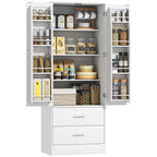 159 cm K¨¹chenschrank, verstellbare Regale, 2 Schublade, f¨¹r K¨¹che, Esszimmer, Spanplatte, MDF, Wei?