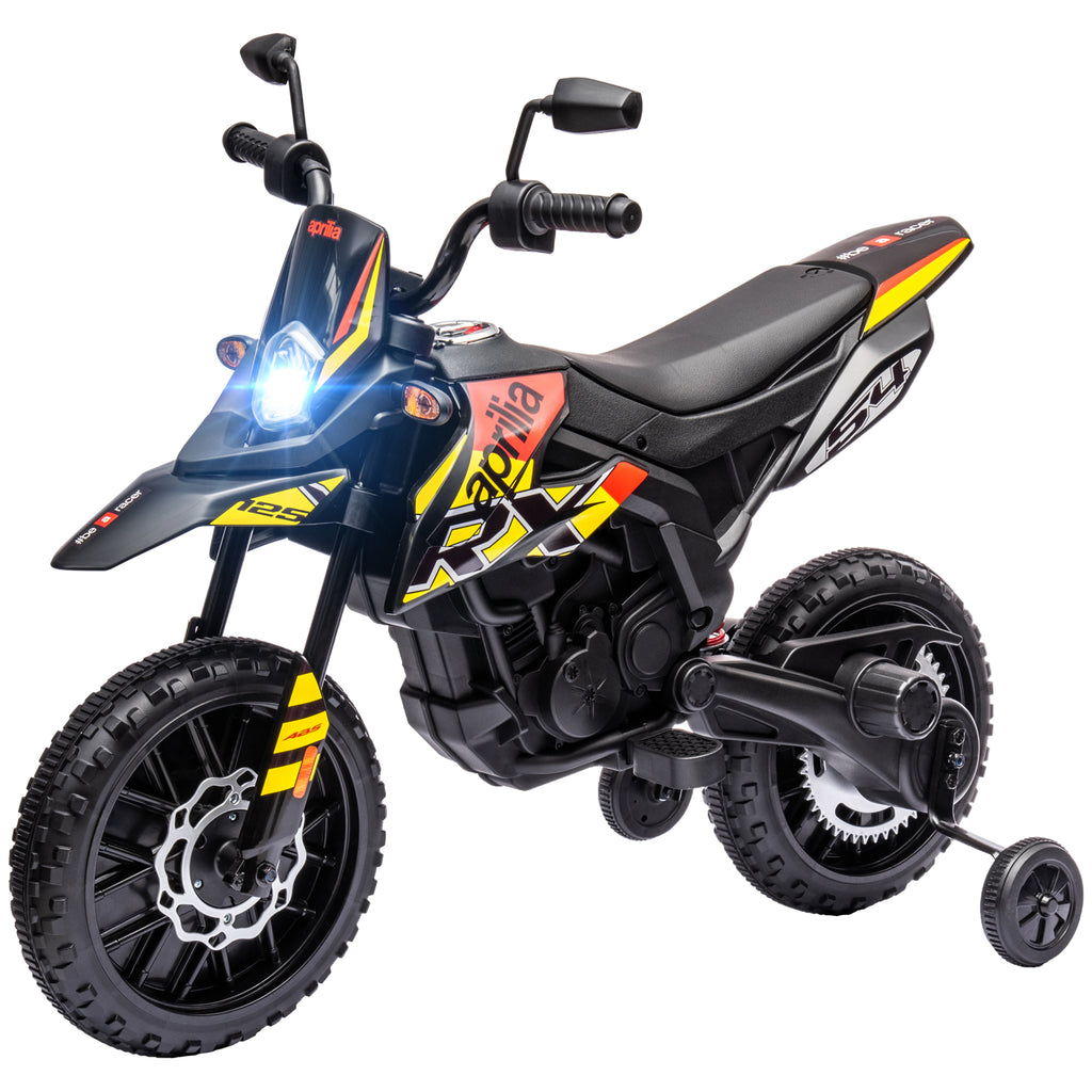 12V Kinder-Motorrad mit St¨¹tzr?dern, LED-Lichtern, Musik, USB, Elektro-Motorrad f¨¹r Jungen und M?dchen, Gelb
