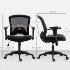 Netz-B¨¹rostuhl, verstellbarer Schreibtischstuhl mit Netzstoff-R¨¹ckenlehne, rollbar, mit Kippfunktion, Schwarz