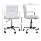 Bürostuhl im Retrodesign, höhenverstellbar, 5 Rollen, 52,5 cm x 54 cm x 99 cm, Weiß