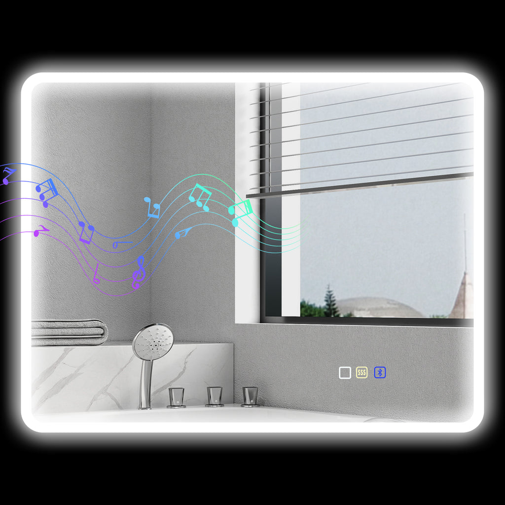 LED-Badezimmerspiegel, Bluetooth-Funktion, anpassbares Licht, Antibeschlag-Funktion