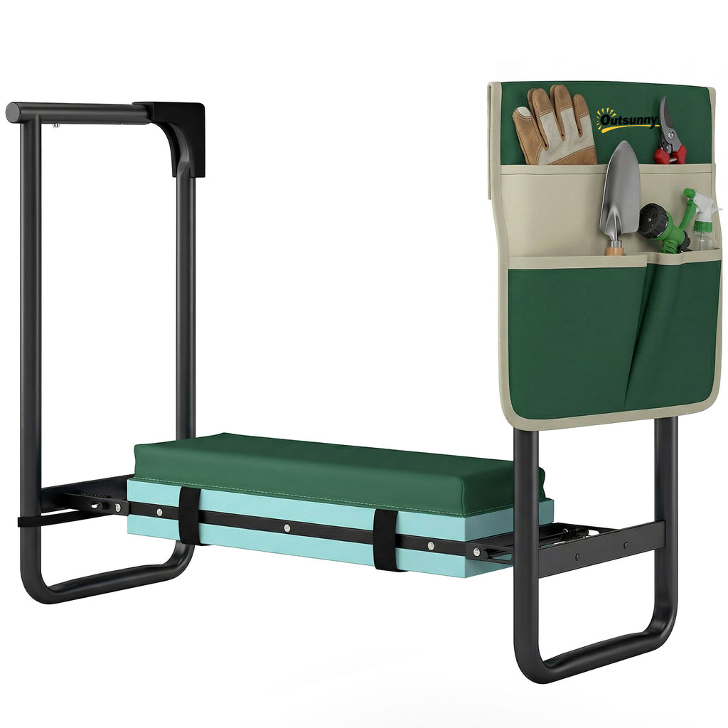 Gartenkniepolster und Sitz, 150 kg Tragkraft, Gartenhocker mit dick gepolstertem Kniebereich, ausziehbaren Stahlbeinen