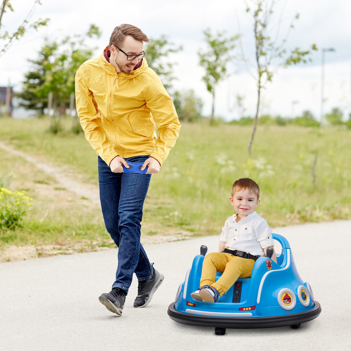 Kinder-Autoscooter, 360¡ã-Drehung, f¨¹r 3-5 Jahre, mit Fernbedienung, Musik, Blau