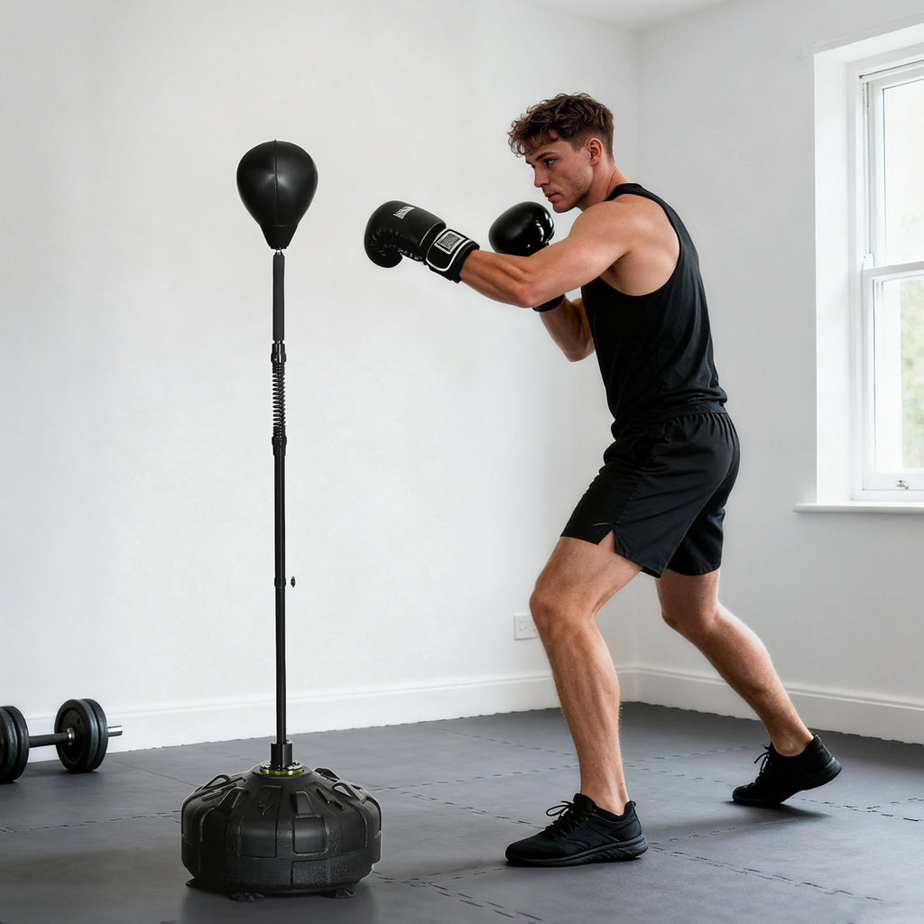 Punchingball, Boxständer, höhenverstellbar 145-180 cm, befüllbare Basis, Schwarz