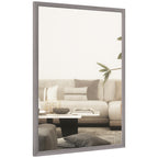 Wall Bathroom Mirror, 50 x 70 cm Wall-Mounted Mirror for Living Room, Bedroom, Hallway, Grey