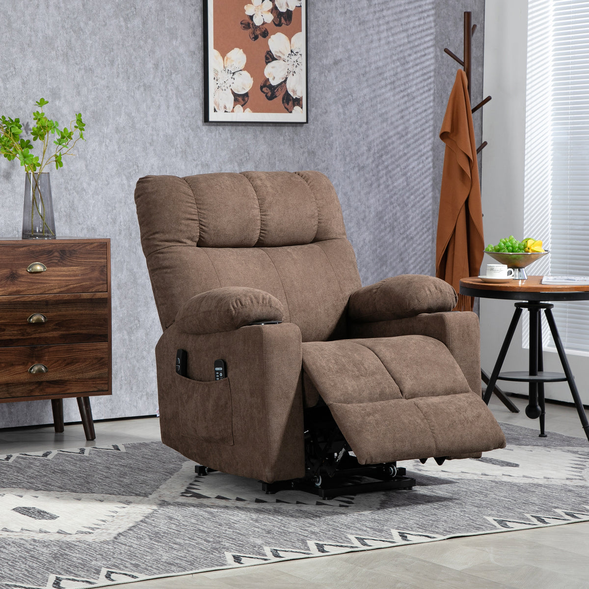 Relaxsessel mit Aufstehhilfe, elektrisch, 90x75x100cm, Braun