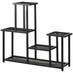 Pflanzenregal mit 4 Regalen, wetterbest?ndig, Blumentreppe, 91 cm x 25 cm x 83 cm, Schwarz