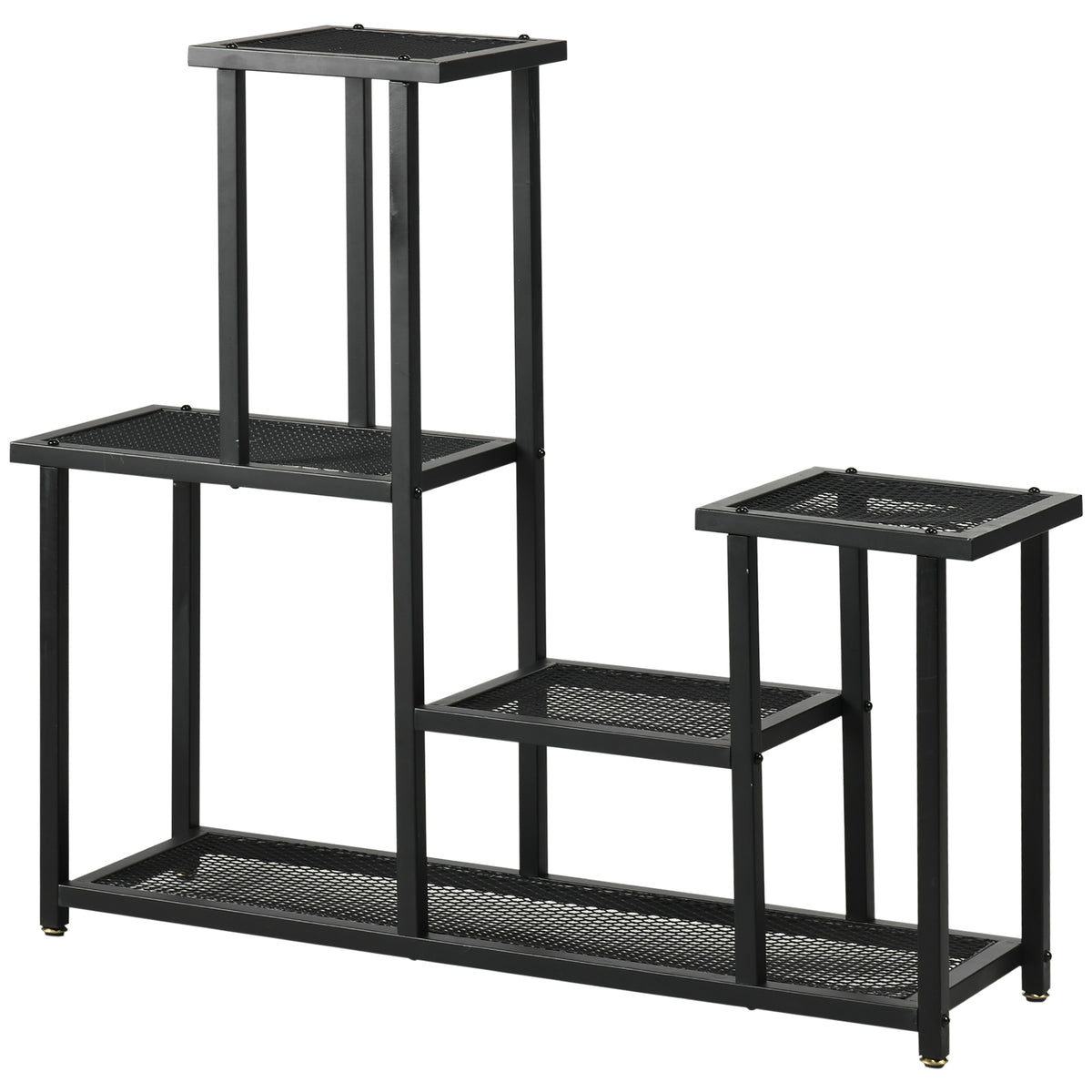 Pflanzenregal mit 4 Regalen, wetterbest?ndig, Blumentreppe, 91 cm x 25 cm x 83 cm, Schwarz