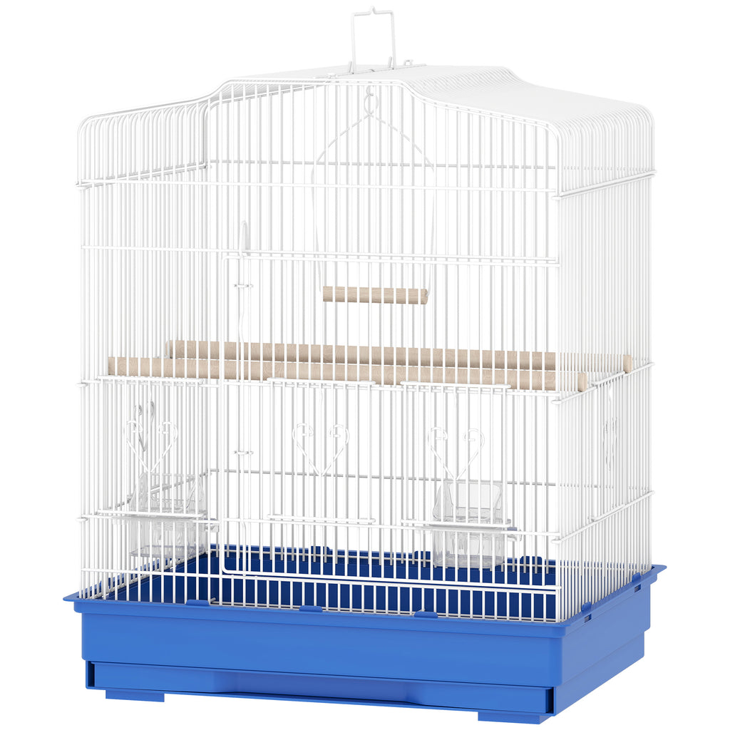 Large Metal Bird Cage with Perches, Food Bowls, Swing, for Budgies, Parakeets, Blue